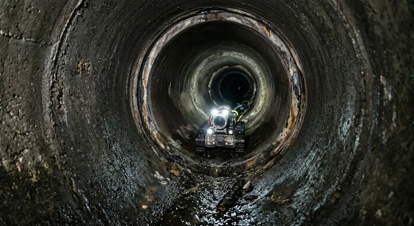 Robotic sewer camera inspecting pipe interior for Drain Snake Service in Fort Meade